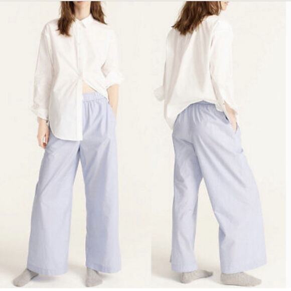 J. Crew Pants - J Crew Blue End On End Cotton Wide Leg PJ Pants NEW Plus Size 2X